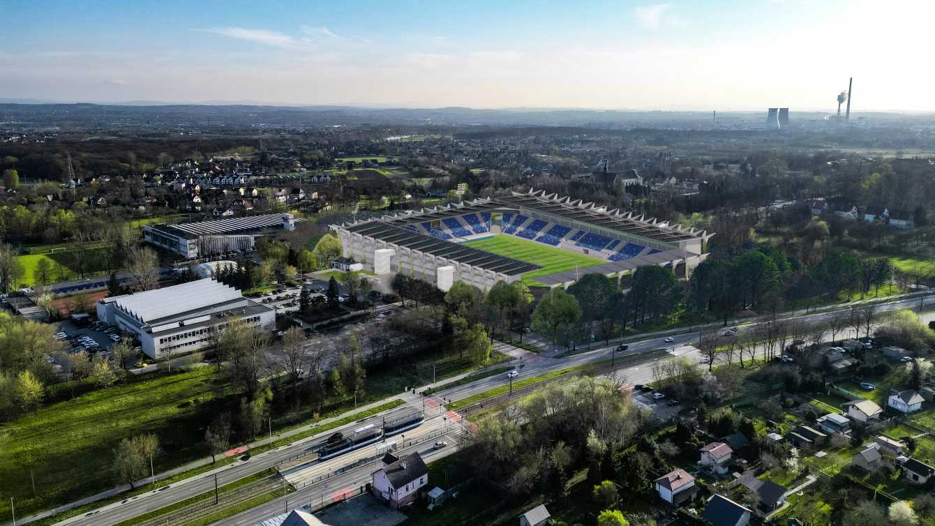 Wizualizacja stadionu — widok z lotu ptaka